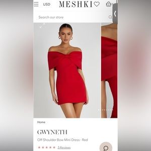 MESHKI GWYNETH
Off Shoulder Bow Mini Dress - Red